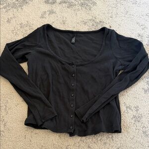 SKIMS Black Button-Down Women's Top